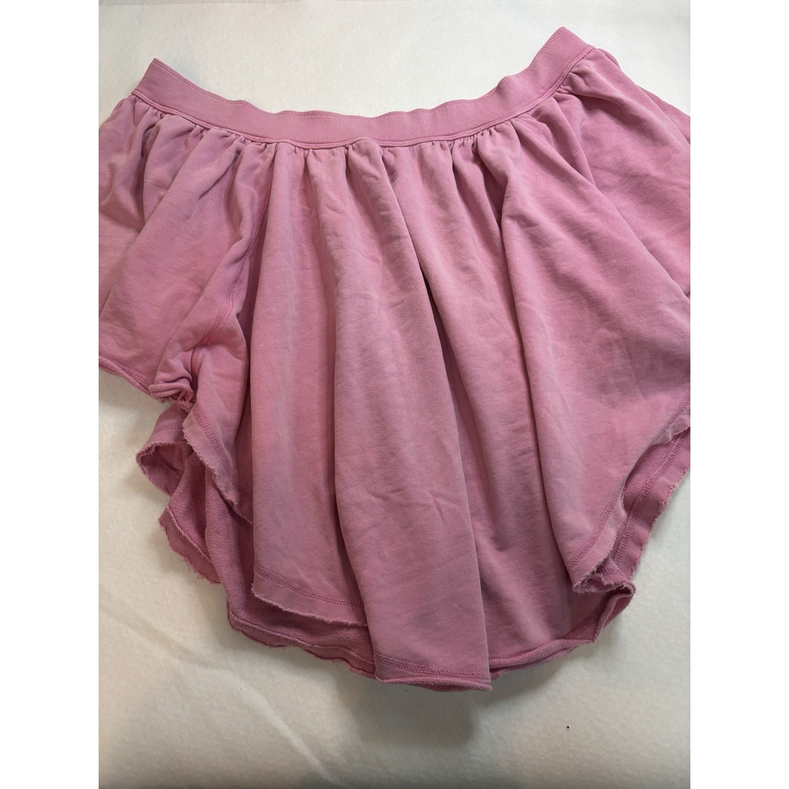 Free People Pink Ruffle Shirt Elastic Off The Shoulder Relaxed Fit Womens Large